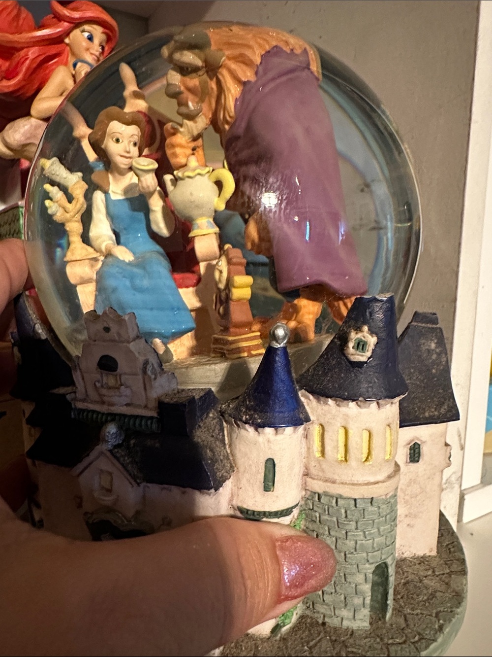 Disney Beauty and the Beast Blue and Purple Castle Snow Globe - Picture 2 of 6